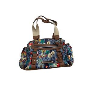Lily Bloom Crossbody Shoulder Bag Triple Zipper Sections Purse Puppy Dog Print